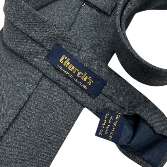 🆕CHURCH’S Solid Gray Wool LUXURY Tie ITALY - Picture 4 of 6